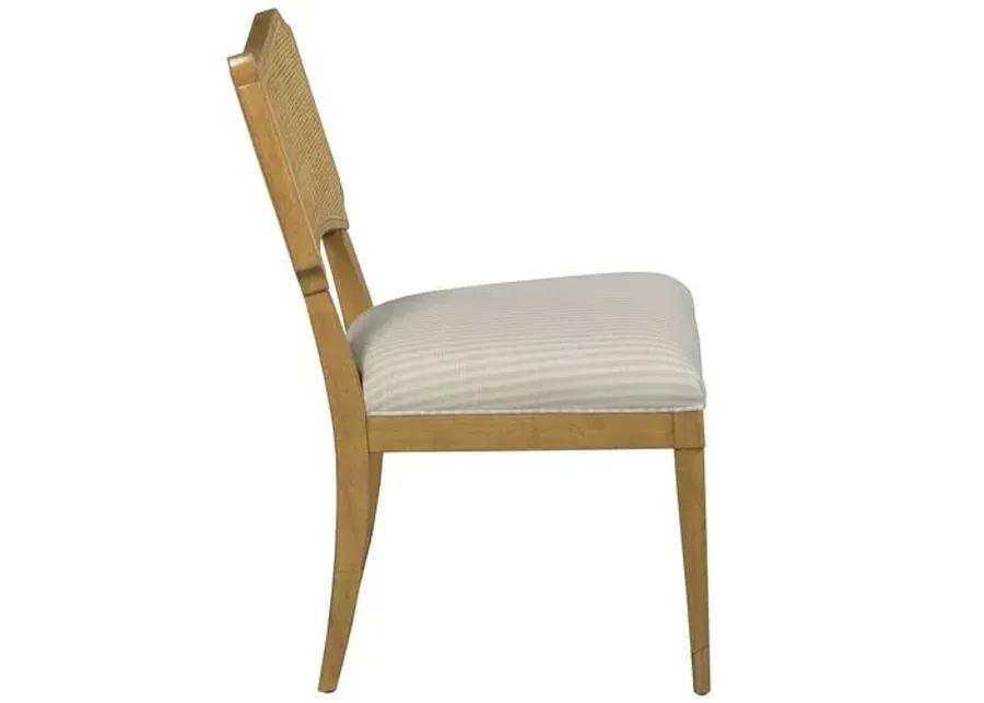 Powers Cane Side Chair - Almond/Ivory Stripe - Brown