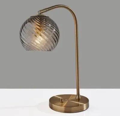 Bennett Globe Desk Lamp - Antique Brass/Smoked Glass - Gold