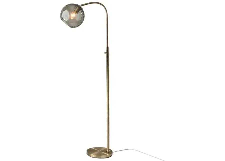 Bennett Globe Floor Lamp - Antique Brass/Smoked Glass