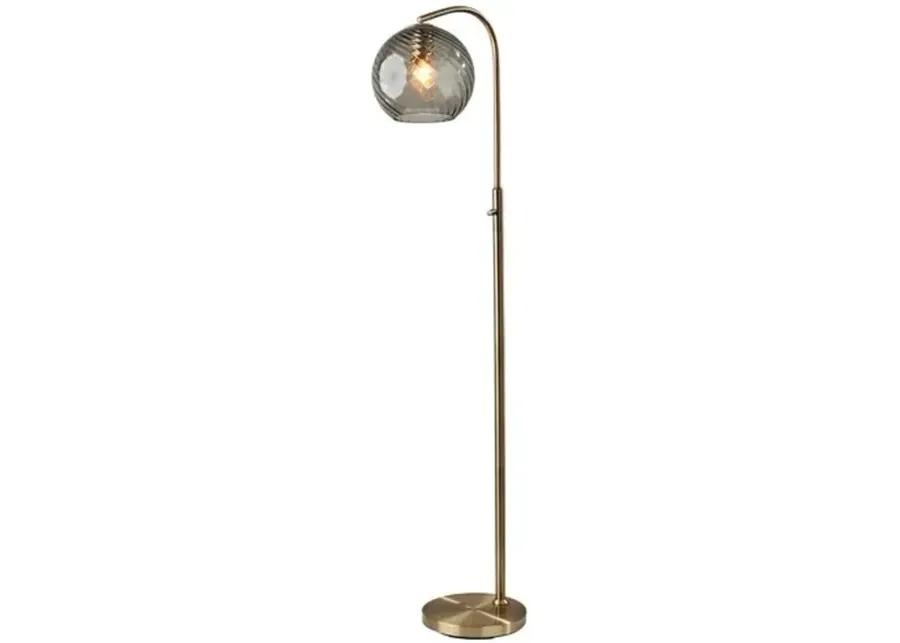 Bennett Globe Floor Lamp - Antique Brass/Smoked Glass