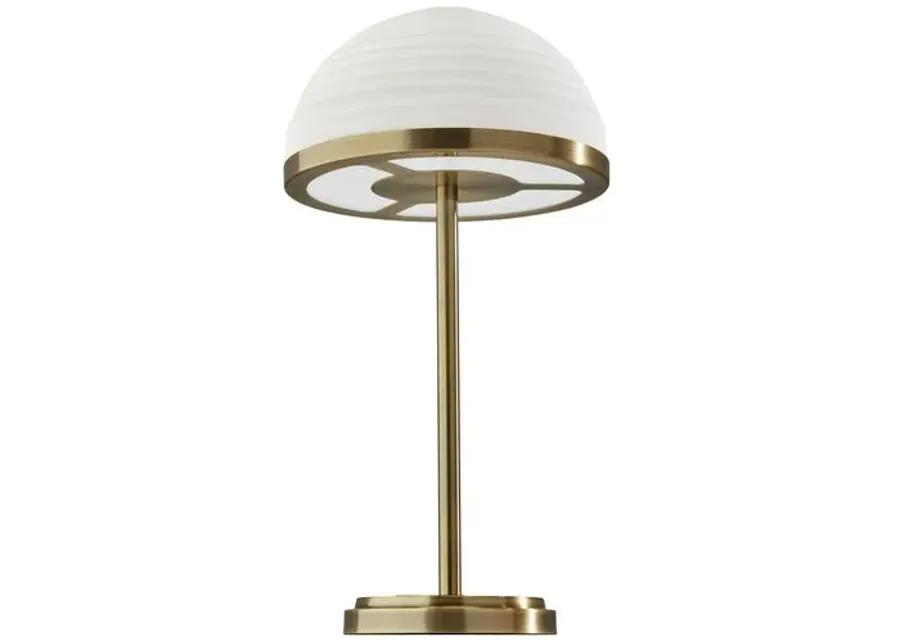 Alexia LED Table Lamp with Smart Switch - Antique Brass/White Glass - Gold