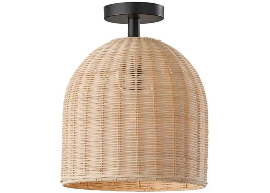 Dominica Rattan Flush Mount - Dark Bronze/Natural - Brown