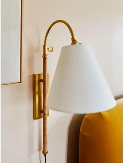 Curves No.1 Plug-In Wall Sconce - Bamboo/Aged Brass - Gold