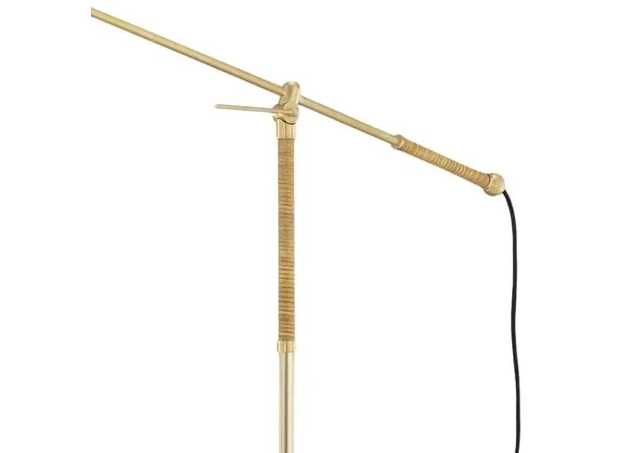 Dorset Floor Lamp - Rattan/Aged Brass