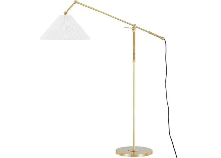 Dorset Floor Lamp - Rattan/Aged Brass