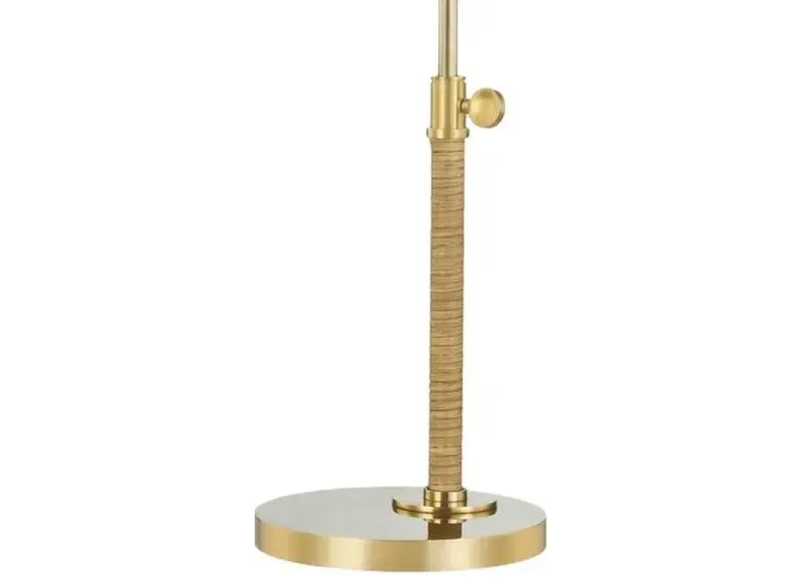 Devon Table Task Lamp - Rattan/Aged Brass - Gold