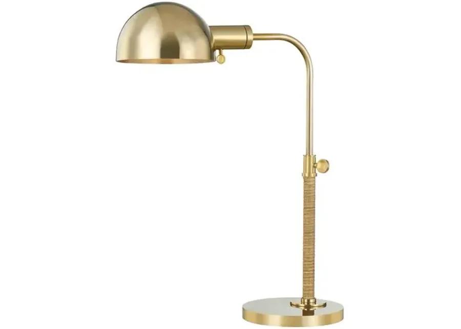 Devon Table Task Lamp - Rattan/Aged Brass - Gold