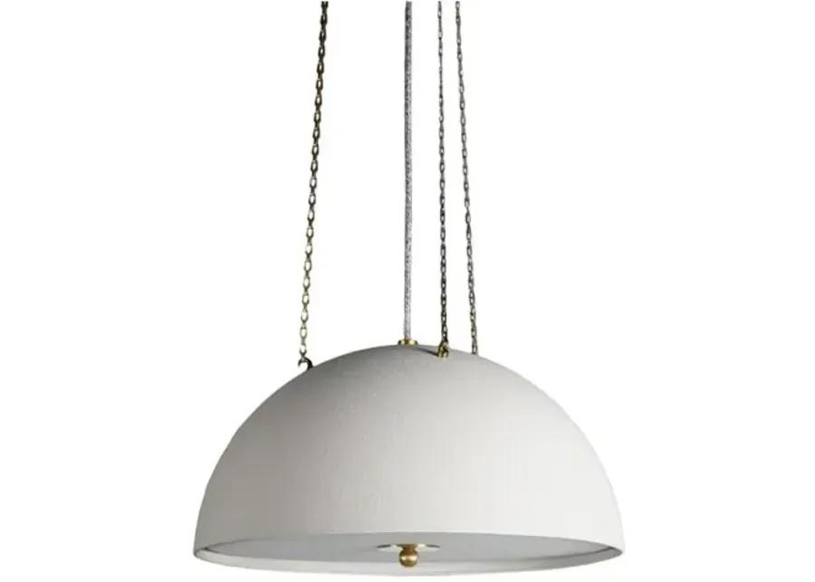 Chiswick Dome Pendant - Aged Brass/White Plaster