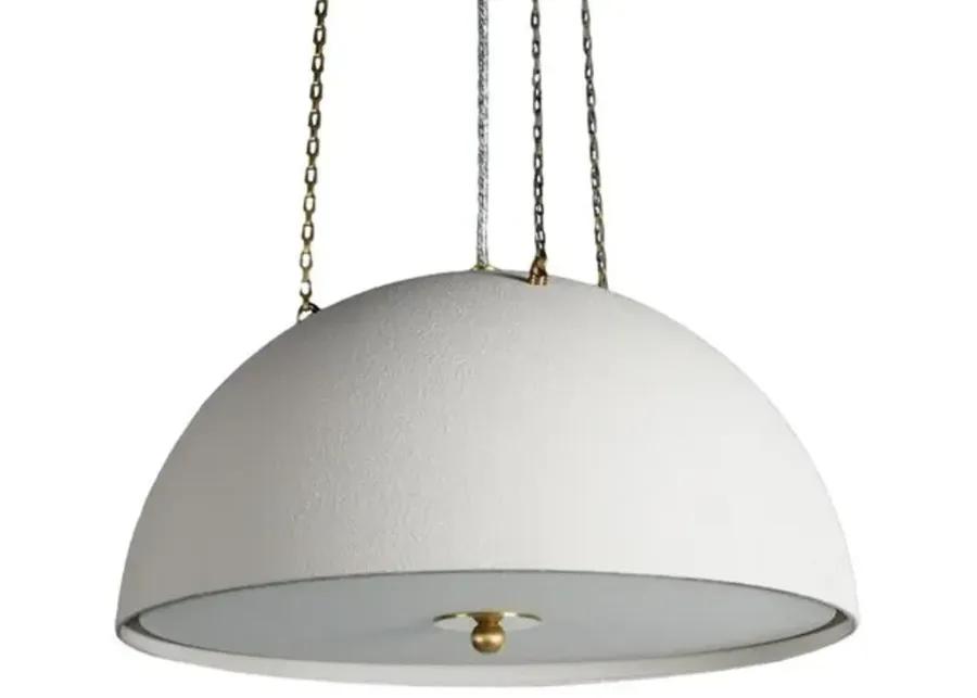 Chiswick Dome Pendant - Aged Brass/White Plaster