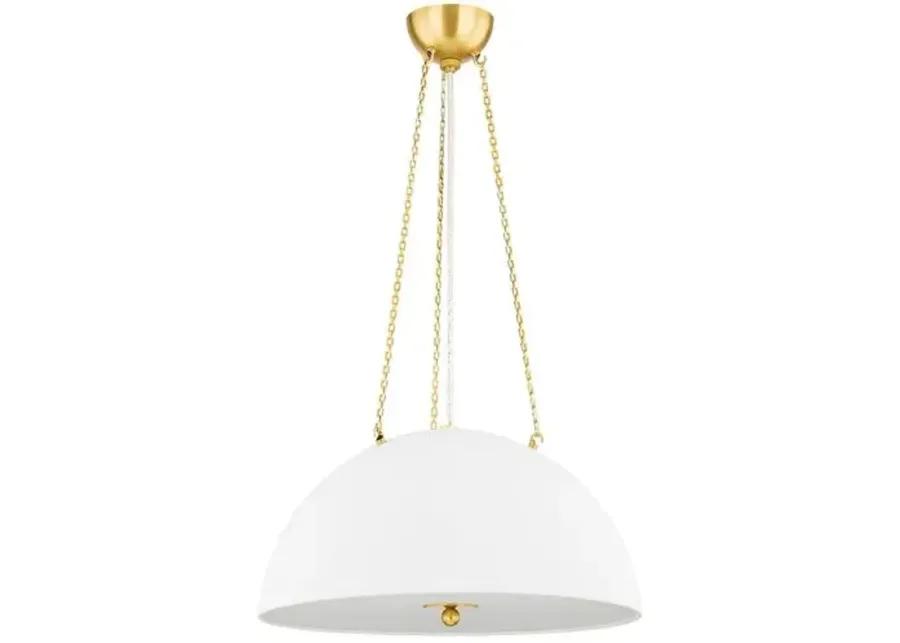 Chiswick Dome Pendant - Aged Brass/White Plaster