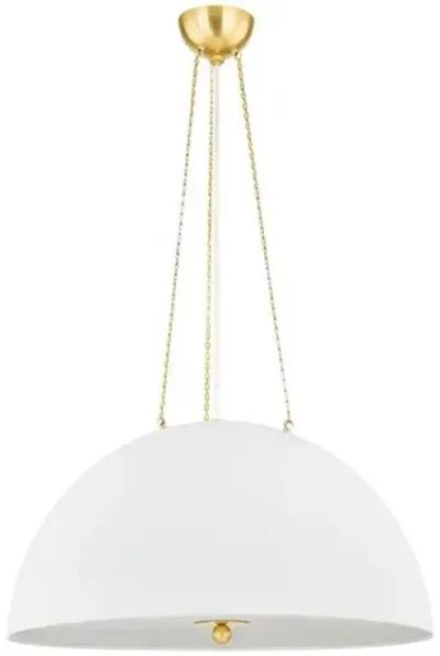 Chiswick Dome Pendant - Aged Brass/White Plaster