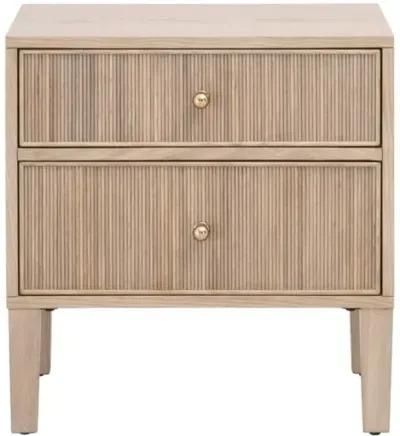 Linden Fluted 2-Drawer Nightstand - Natural Oak