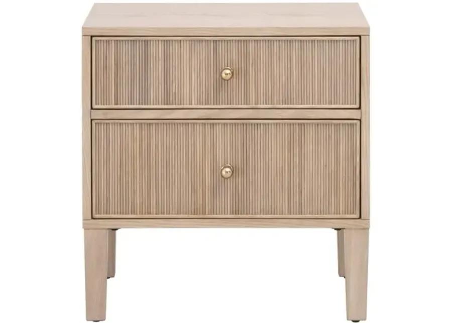 Linden Fluted 2-Drawer Nightstand - Natural Oak