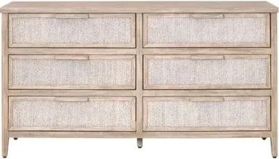 Huck 6-Drawer Double Dresser - Natural Gray/White Wash Rope