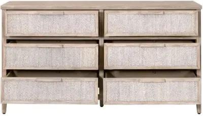 Huck 6-Drawer Double Dresser - Natural Gray/White Wash Rope