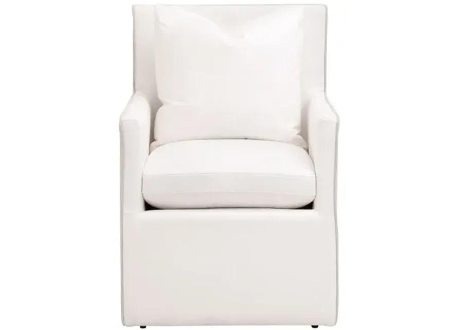 Juliana 2-Tone Armchair with Casters - Pearl/Bisque Linen Performance - White