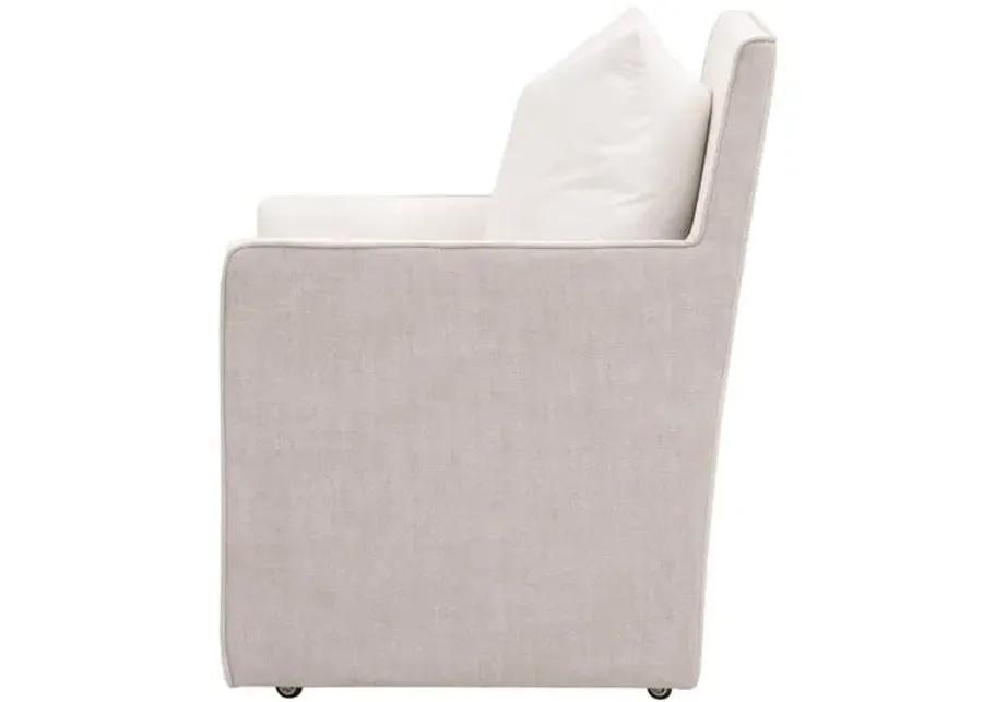 Juliana 2-Tone Armchair with Casters - Pearl/Bisque Linen Performance - White