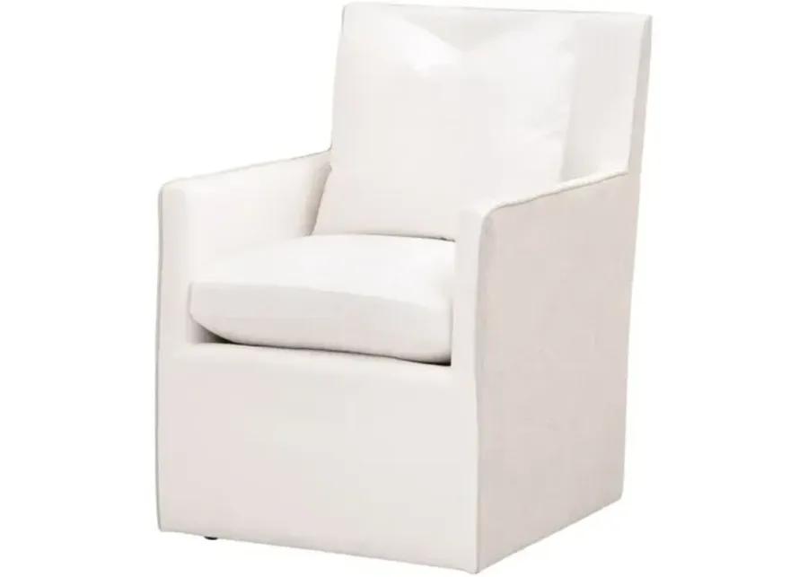 Juliana 2-Tone Armchair with Casters - Pearl/Bisque Linen Performance - White