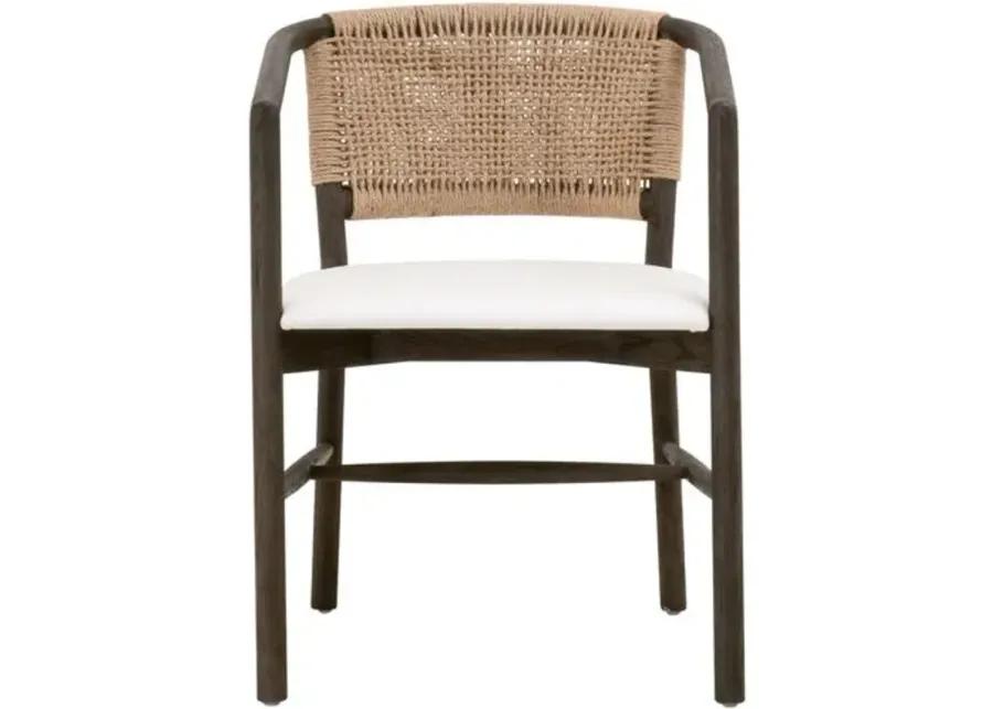 Cedar Accent/Dining Chair - Matte Brown Oak/Jute/Pearl - White