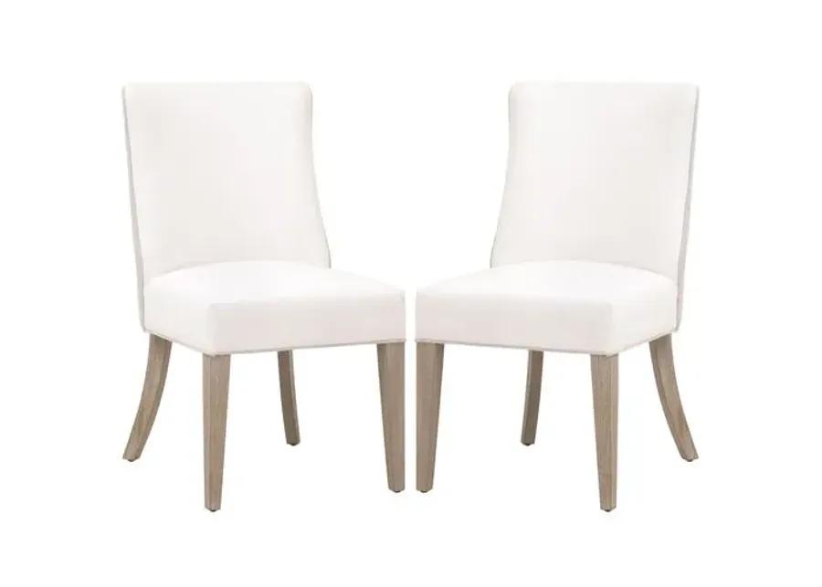 Set of 2 Juliana 2-Tone Dining Side Chairs - Pearl/Bisque Linen Performance - White