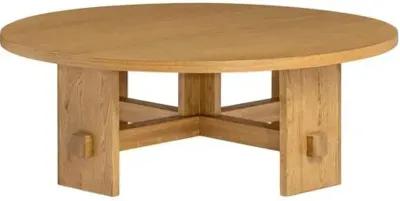 Federico Round Oak Coffee Table - Honey - Tulsi Home - Brown