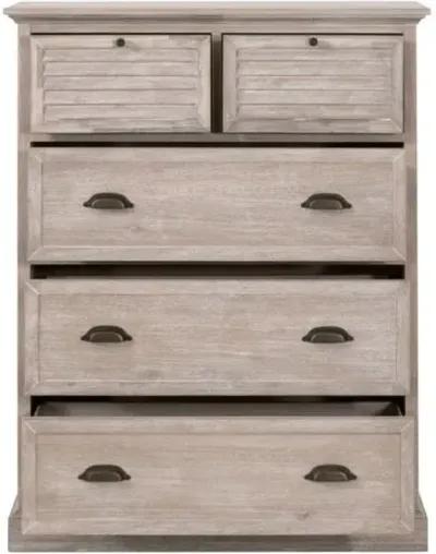 August 5-Drawer High Chest - Natural Gray Acacia - Brown