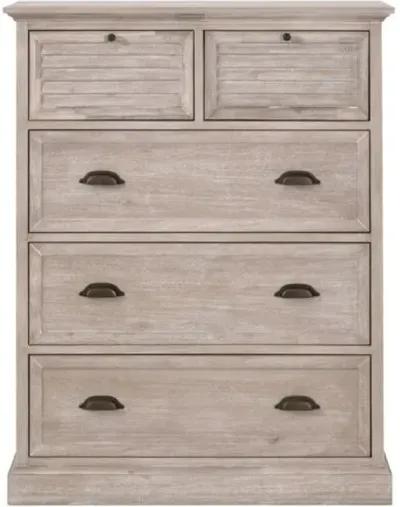 August 5-Drawer High Chest - Natural Gray Acacia - Brown