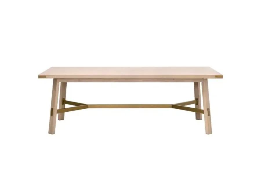 Lilou 90" Rectangular Dining Table - Light Honey Oak/Brushed Gold