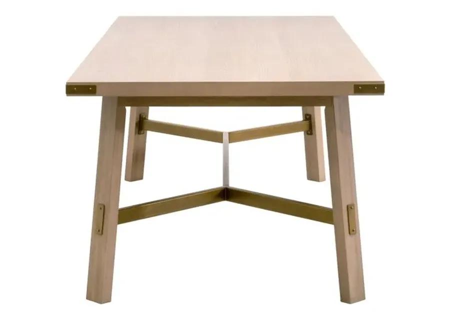 Lilou 90" Rectangular Dining Table - Light Honey Oak/Brushed Gold