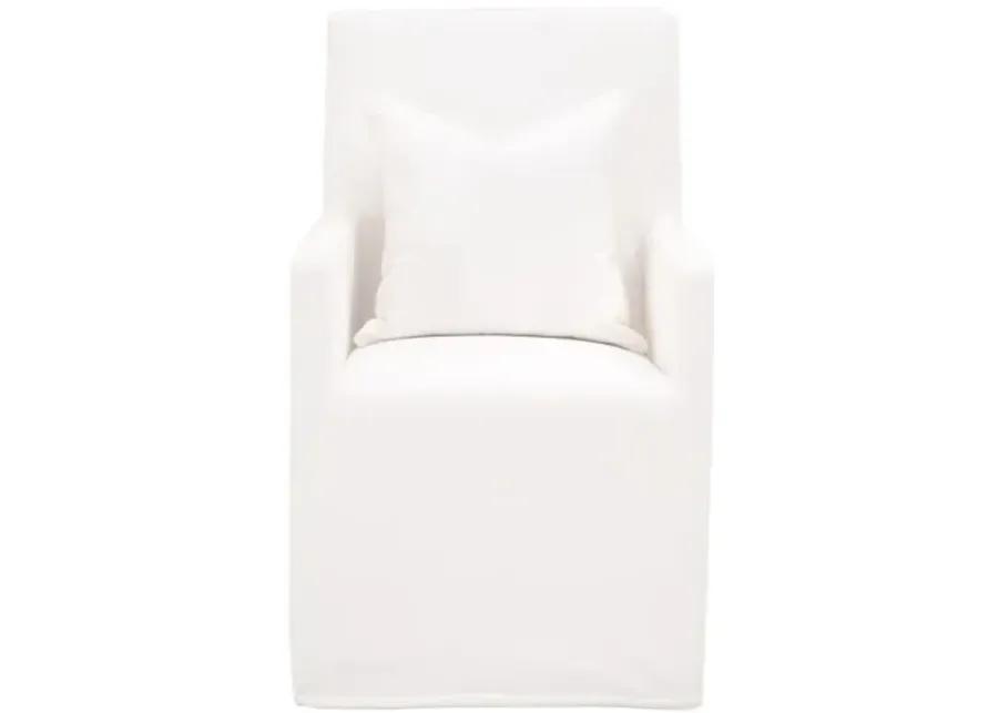 Leah Shelter Slipcover Armchair with Casters - Pearl Performance - White