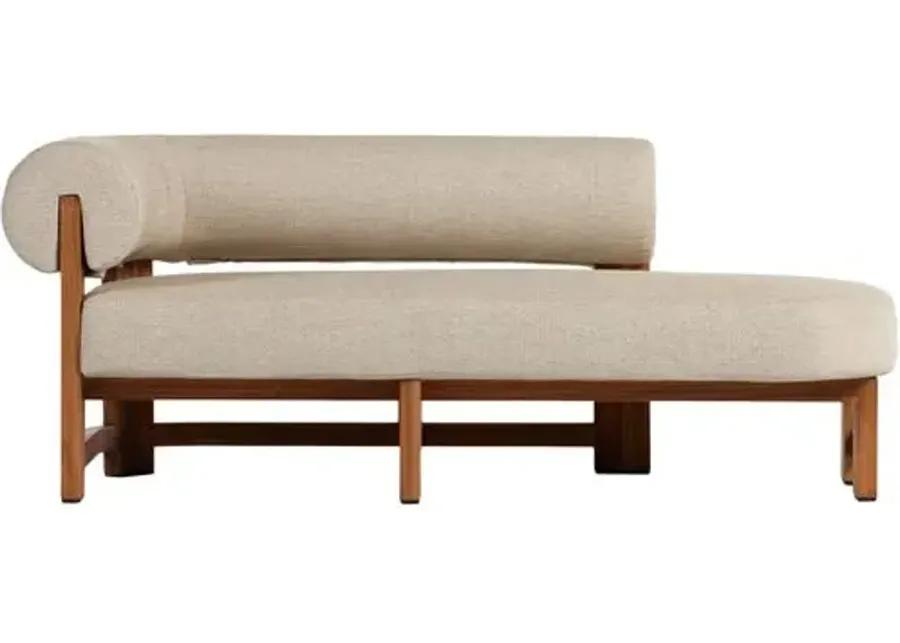 Scout Outdoor Left-Facing Chaise - Natural Teak/Sand - Beige - Comfortable, Sturdy, Stylish