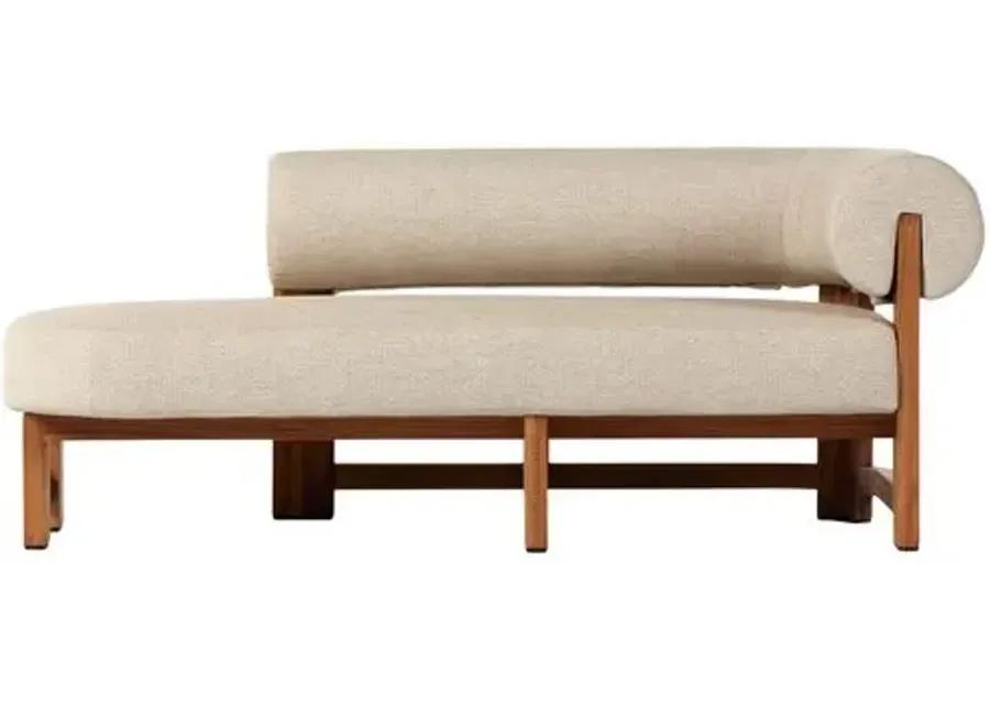 Scout Outdoor Right-Facing Chaise - Natural Teak/Sand - Beige - Comfortable, Sturdy, Stylish