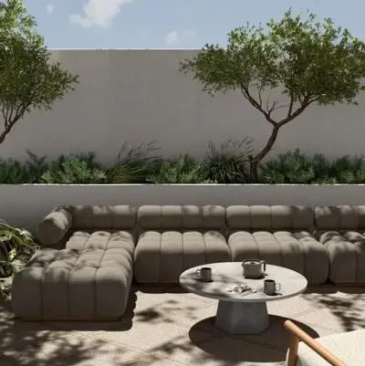 Landy Outdoor 3pc Sectional with Ottoman - Natural Teak/Grey - Gray