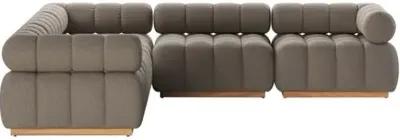 Landy Outdoor 5pc Sectional - Natural Teak/Grey - Gray