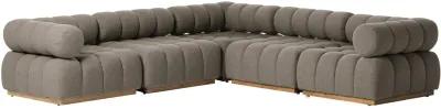 Landy Outdoor 5pc Sectional - Natural Teak/Grey - Gray