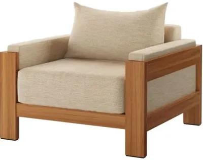 Tongass Outdoor Lounge Chair - Natural Teak/Cream - Beige