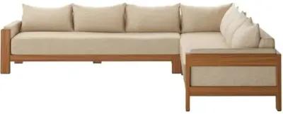 Tongass Outdoor 3pc Sectional - Natural Teak/Cream - Beige