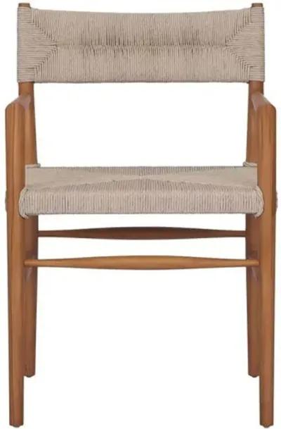 Ellie Outdoor Dining Armchair - Natural Teak/Vintage White Wicker - Beige