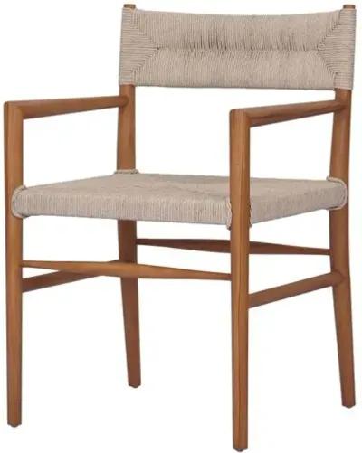 Ellie Outdoor Dining Armchair - Natural Teak/Vintage White Wicker - Beige