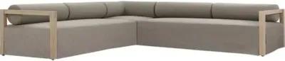 Bondhi Oudoor 3pc Sectional - Washed Brown Teak/Grey - Gray