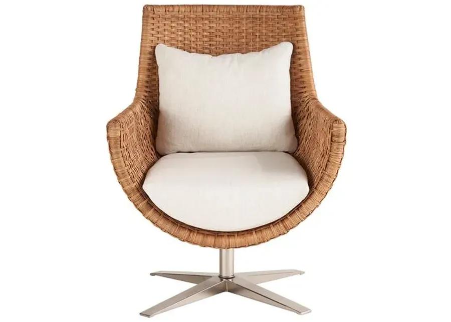 Coastal Living Key West Arm Chair - Natural Wicker/Snow - Handcrafted - Brown