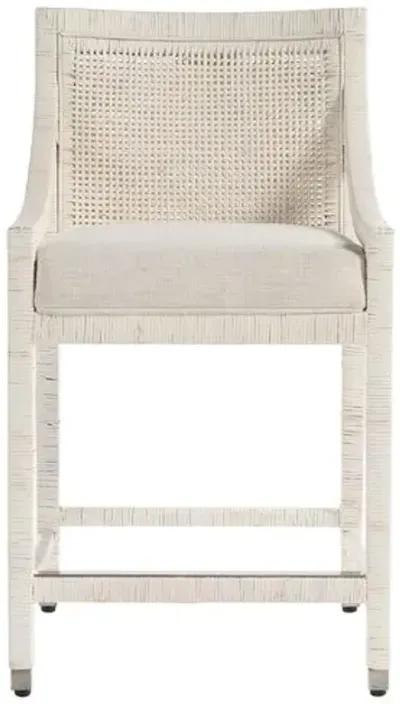 Coastal Living Marino Counter Chair - White Rattan/Snow