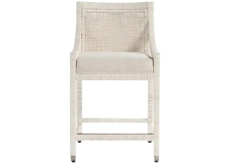 Coastal Living Marino Counter Chair - White Rattan/Snow