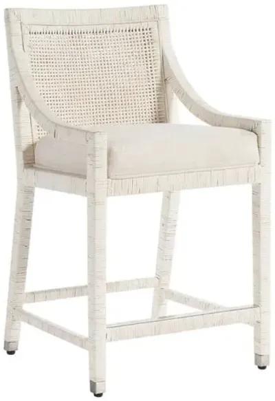 Coastal Living Marino Counter Chair - White Rattan/Snow