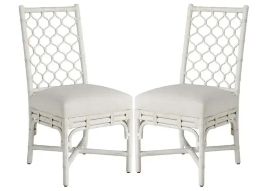 Set of 2 Coastal Living Marino Side Chairs - White Rattan/Snow