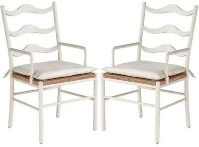 Set of 2 Coastal Living Marino Wavy Armchairs - Sea Salt/Snow - White