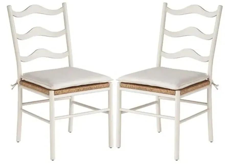 Set of 2 Coastal Living Marino Wavy Side Chairs - Sea Salt/Snow - White