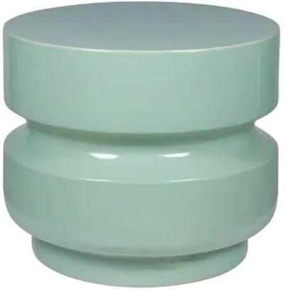 Hunter Outdoor Ceramic Stool/Accent Table - Handcrafted - Green - 15Hx18Lx18W in