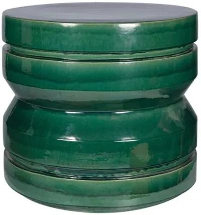 Fisher Outdoor Ceramic Accent Table - Handcrafted - Green - 22.5Hx24.5Lx24.5W in