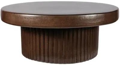 Emery Outdoor Ceramic Futed Coffee Table - Handcrafted - Brown